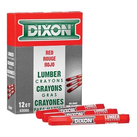 Dixon Ticonderoga DIXON TICONDEROGA Lumber Crayon, Red, 12 in Dia, 412 in L 52000